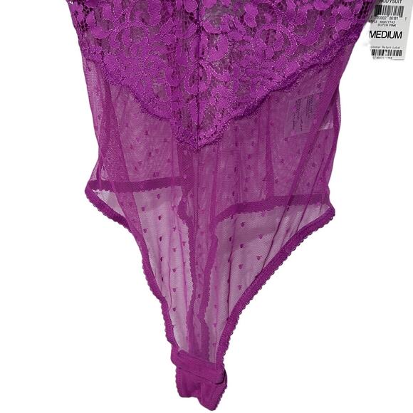 I.N.C. INTERNATIONAL CONCEPTS SHEER SWISS DOT CUPPED BODYSUIT PINK MEDIUM NEW! - Picture 5 of 11